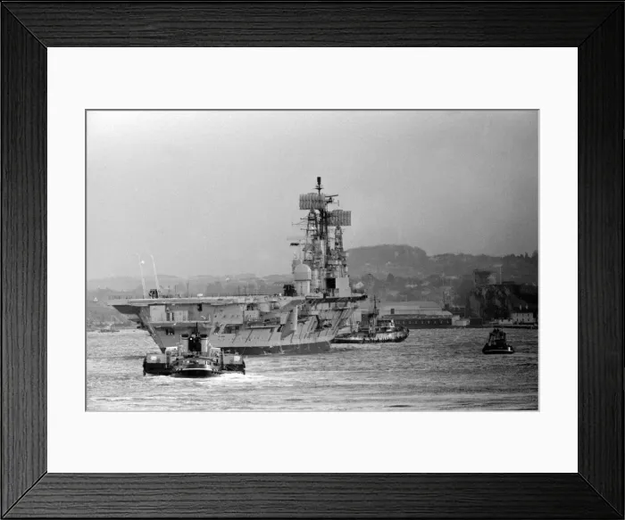 Framed Print : Aircraft carrier HMS Ark Royal on preliminary trials at plymouth Sound after completing a Framed Print : Aircraft carrier HMS Ark Royal on preliminary trials at plymouth Sound after completing a