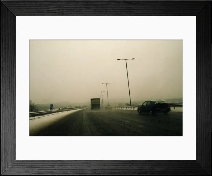 Framed Print : Motorway Weather Snow