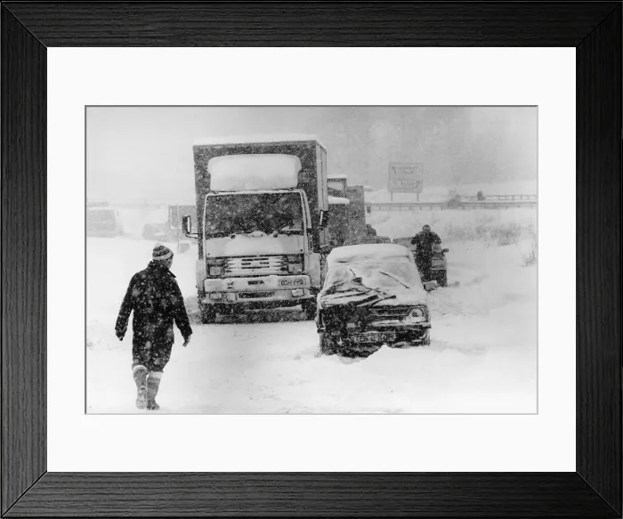 Framed Print : Weather cold roads as snow hits Britain traffic chaos results Dbase MSI Framed Print : Weather cold roads as snow hits Britain traffic chaos results Dbase MSI