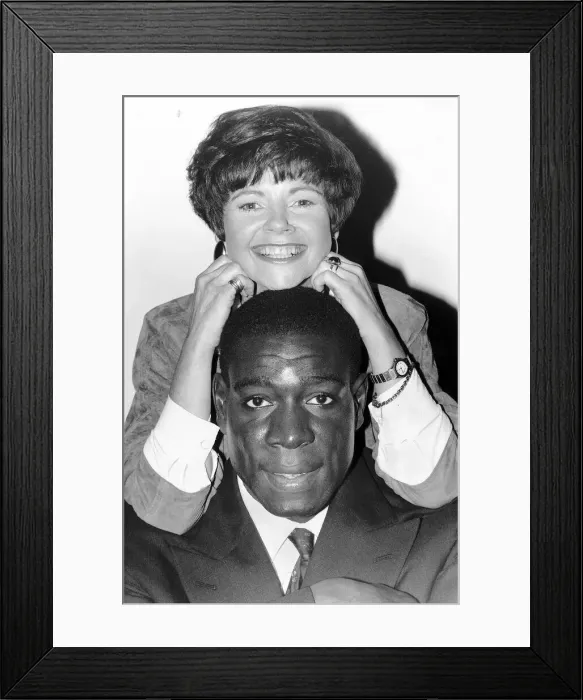 Framed Print : Frank Bruno meets weather girl Trish Williamson Dbase Framed Print : Frank Bruno meets weather girl Trish Williamson Dbase