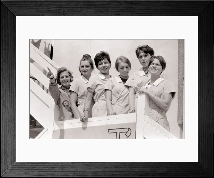 Framed Print : Czech workers at Britains Butlins Camp in Barry, South Wales. August 1968 Framed Print : Czech workers at Britains Butlins Camp in Barry, South Wales. August 1968