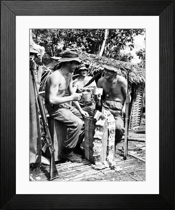 Framed Print : British Army troops spend Christmas in Borneo, Indonesia December 1964