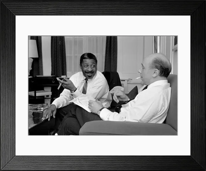 Framed Print : Jazz performer Errol Garner in Daily Mirror interview with Donald Zec with the Mayfair Framed Print : Jazz performer Errol Garner in Daily Mirror interview with Donald Zec with the Mayfair