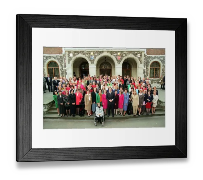 Framed Print : Prime Minister Tony Blair May May 1997 addresses the Parliamentary Labour Party at Church