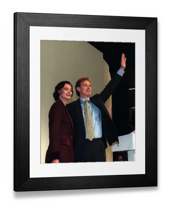 Framed Print : Tony Blair Labour leader MP with wife Cherie Blair after delivering his speech Framed Print : Tony Blair Labour leader MP with wife Cherie Blair after delivering his speech