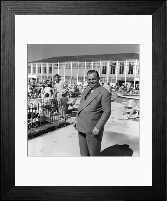 Framed Print : Billy Butlin at his Butlins Holiday Camp in Minehead holiday resorts in Britain Framed Print : Billy Butlin at his Butlins Holiday Camp in Minehead holiday resorts in Britain