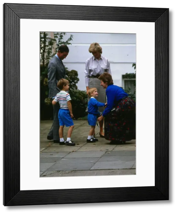 Framed Print : Prince Harry attends his first day at school, Chepstow Villas nursery in Kensington