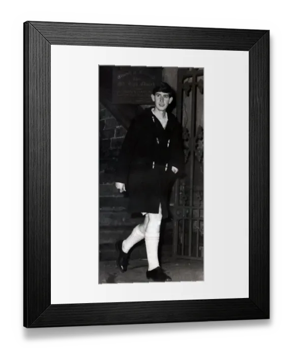 Framed Print : Prince of Wales 1965 a teenage Charles wearing a duffle coat leaving Inverness old High