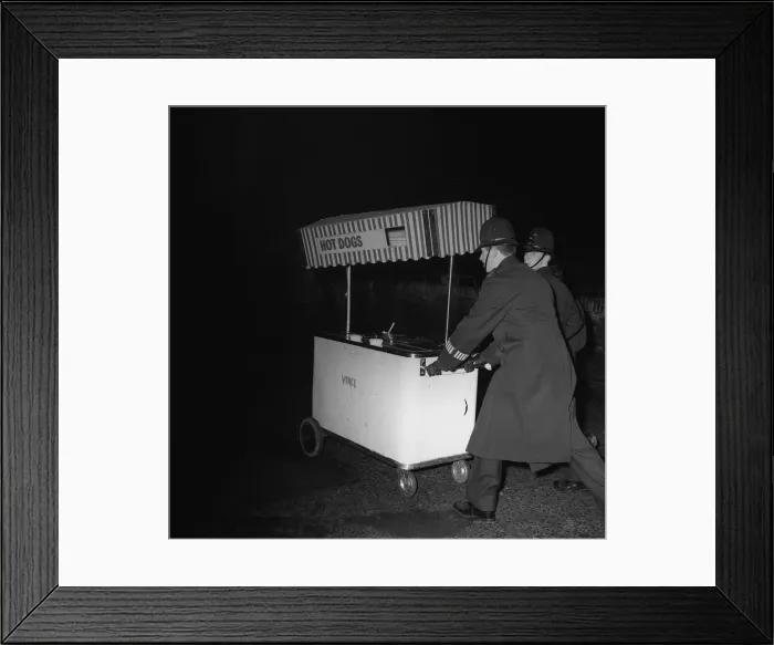 Framed Print : Policemen with hot dog stand Ello, ello, ello! What have we here then Framed Print : Policemen with hot dog stand Ello, ello, ello! What have we here then
