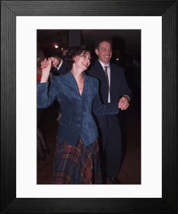 Framed Print : Labour leader Tony Blair and wife Cherie Blair dance together at the party Framed Print : Labour leader Tony Blair and wife Cherie Blair dance together at the party