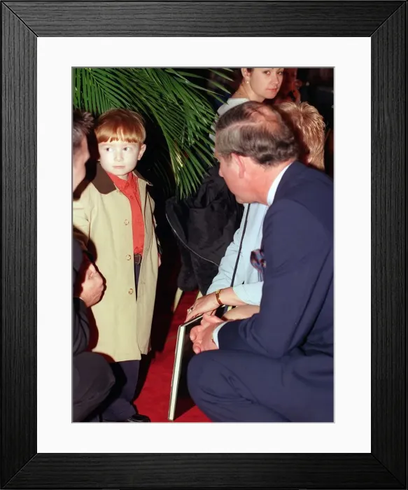 Framed Print : Prince Charles talking to Scott McIver congenital heart disease boy Framed Print : Prince Charles talking to Scott McIver congenital heart disease boy