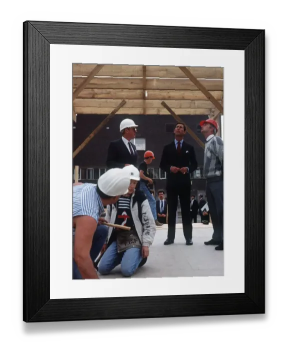 Framed Print : Prince Charles inspects building construction site Edinburgh November 1989