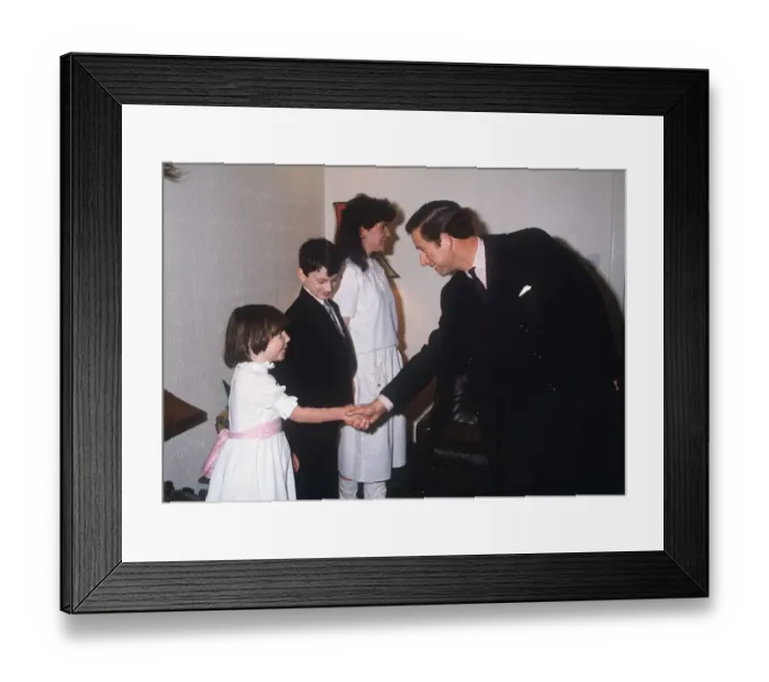 Framed Print : Prince Charles meeting Mechan kids from Govanhill Glasgow November 1985 Framed Print : Prince Charles meeting Mechan kids from Govanhill Glasgow November 1985
