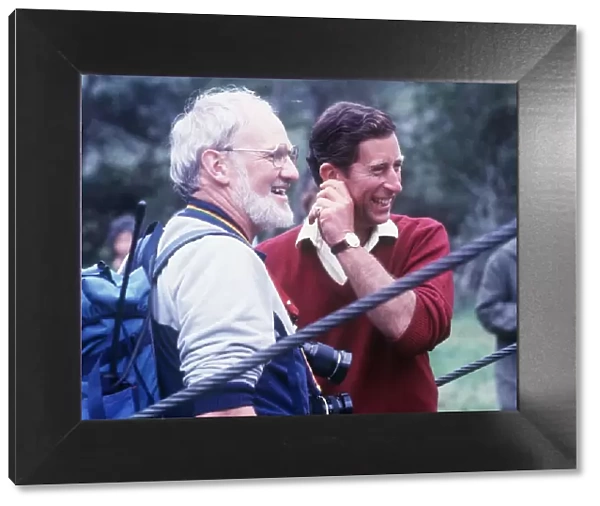 Prince Charles after walking tightrope at Glen Coe and River Nevis Scotland August 1987