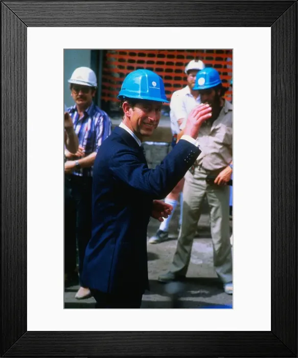 Framed Print : Prince Charles Prince of Wales November 1988 wearing a hard hat on a building site