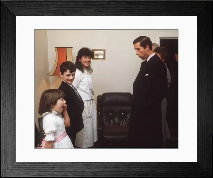 Framed Print : Prince Charles meeting Mechan kids from Govanhill Glasgow November 1985 Framed Print : Prince Charles meeting Mechan kids from Govanhill Glasgow November 1985