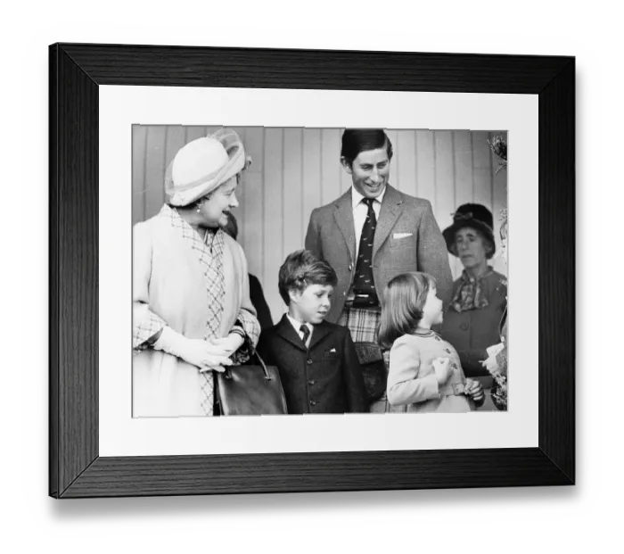 Framed Print : Elizabeth Queen Mother with Prince Charles Lord Linley and Sarah Armstrong Jones Framed Print : Elizabeth Queen Mother with Prince Charles Lord Linley and Sarah Armstrong Jones