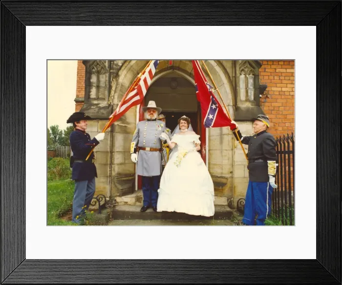 Framed Print : elderly couple getting married in a civil war themed wedding. A1 traffic stopper Framed Print : elderly couple getting married in a civil war themed wedding. A1 traffic stopper