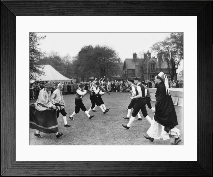 Framed Print : The Kings College Morris Men pictured during the Abbots Bromley Horn Dance one of Framed Print : The Kings College Morris Men pictured during the Abbots Bromley Horn Dance one of