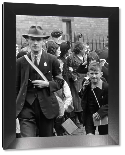 World War Two - Evacuation of children A Marshall leads the way to the buses