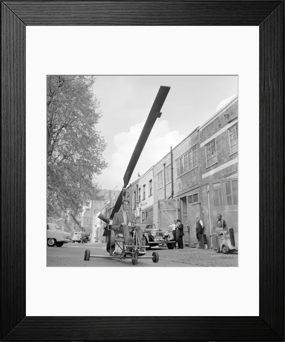 Framed Print : A man prepares his home made autogyro (Gyro copter) for flight Circa 1962 Framed Print : A man prepares his home made autogyro (Gyro copter) for flight Circa 1962