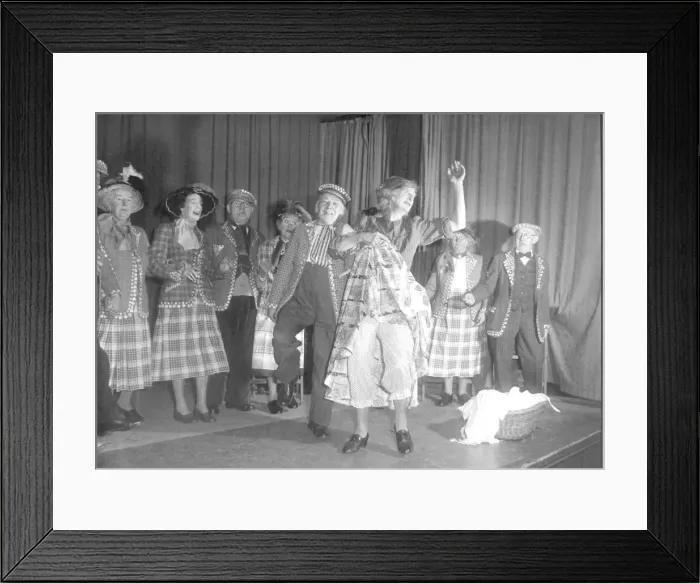 Framed Print : Old people dressed as Pearly Kings and Queens dancing on stage during a concert Framed Print : Old people dressed as Pearly Kings and Queens dancing on stage during a concert