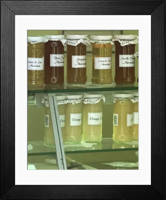 Framed Print : Jars of jam in Oak Farms shop Framed Print : Jars of jam in Oak Farms shop