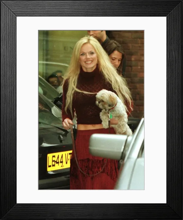 Framed Print : Geri Halliwell November 1999 with her dog Harry Leaving Unique Broadcasting studios Framed Print : Geri Halliwell November 1999 with her dog Harry Leaving Unique Broadcasting studios