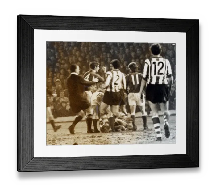 Framed Print : Rangers versus Athletico de Bilbao March 1969 An angry John Greig waves his fist