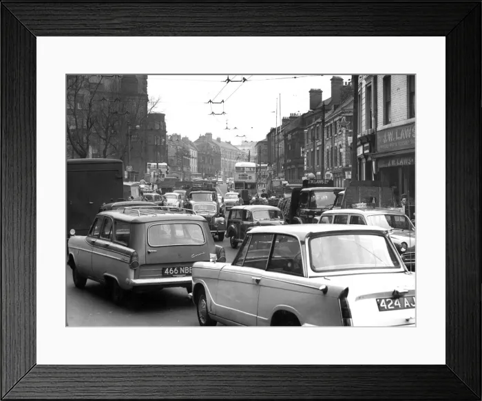 Framed Print : Traffic in Newcastles Newgate Street is choc-a-block in 1965 Framed Print : Traffic in Newcastles Newgate Street is choc-a-block in 1965