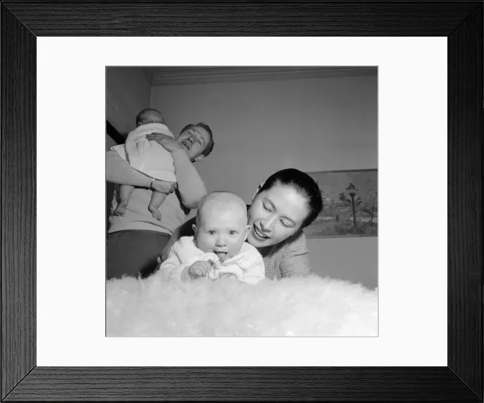Framed Print : Claire and David Williams with their twins January 1957 Framed Print : Claire and David Williams with their twins January 1957