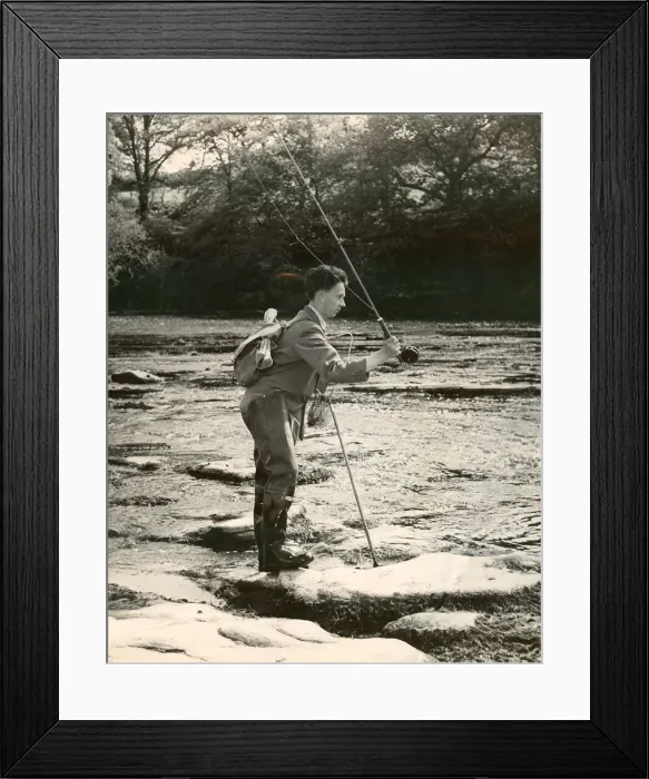 Framed Print : George Howe of Walbottle fishing in the River Tyne at Wylam Framed Print : George Howe of Walbottle fishing in the River Tyne at Wylam