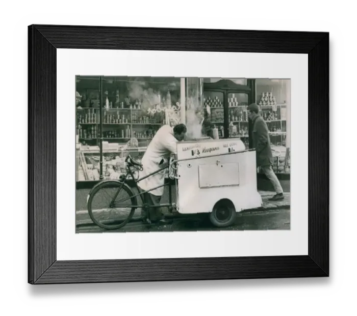 Framed Print : This 1967 picture shows Keegans hot dog stand, on the streets of Newcastle Framed Print : This 1967 picture shows Keegans hot dog stand, on the streets of Newcastle
