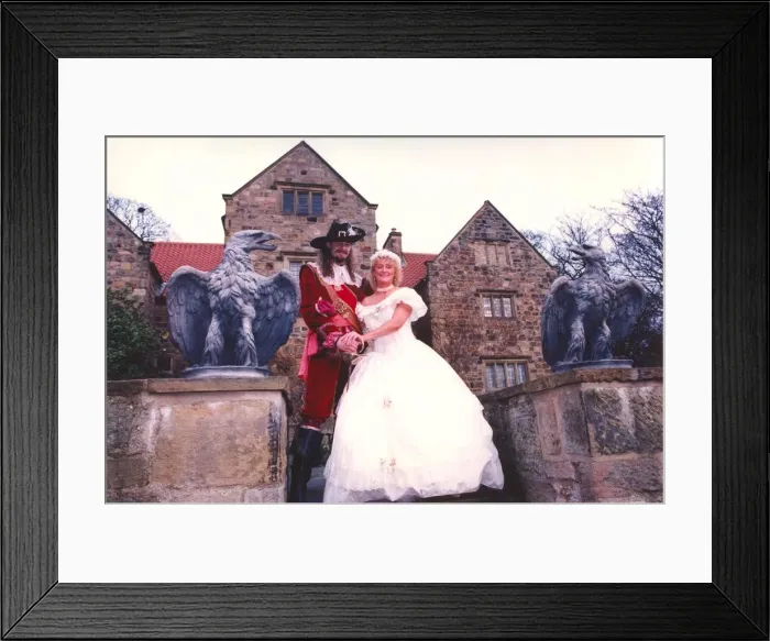 Framed Print : Couple getting married in a civil war themed wedding Framed Print : Couple getting married in a civil war themed wedding