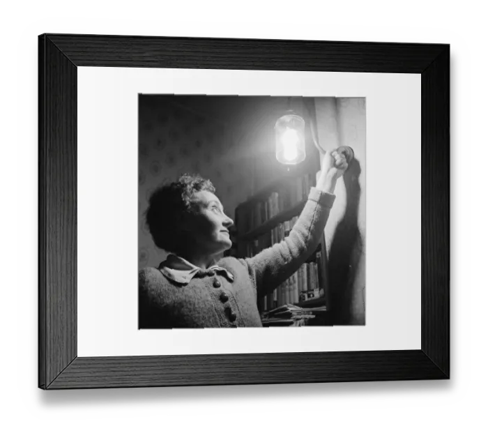 Framed Print : Mrs Dorothy Mead who still lights her house with gas lamps Circa 1958 Framed Print : Mrs Dorothy Mead who still lights her house with gas lamps Circa 1958