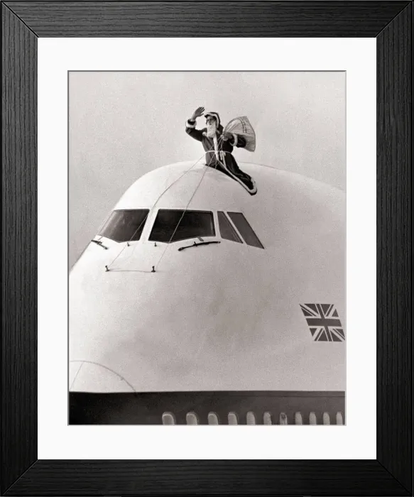 Framed Print : Father Christmas December 1971 Father Chistmas swooped his old fashioned sleigh for