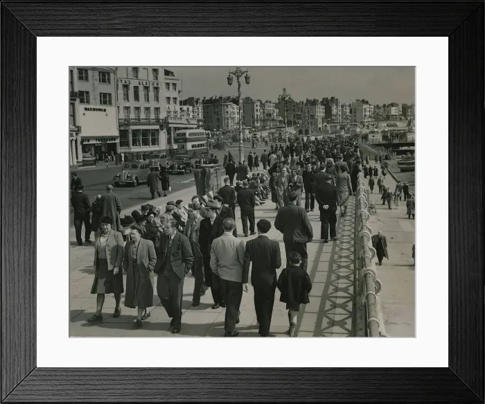 Framed Print : Crowd scene at Brighton April 1950 Sections of today Framed Print : Crowd scene at Brighton April 1950 Sections of today