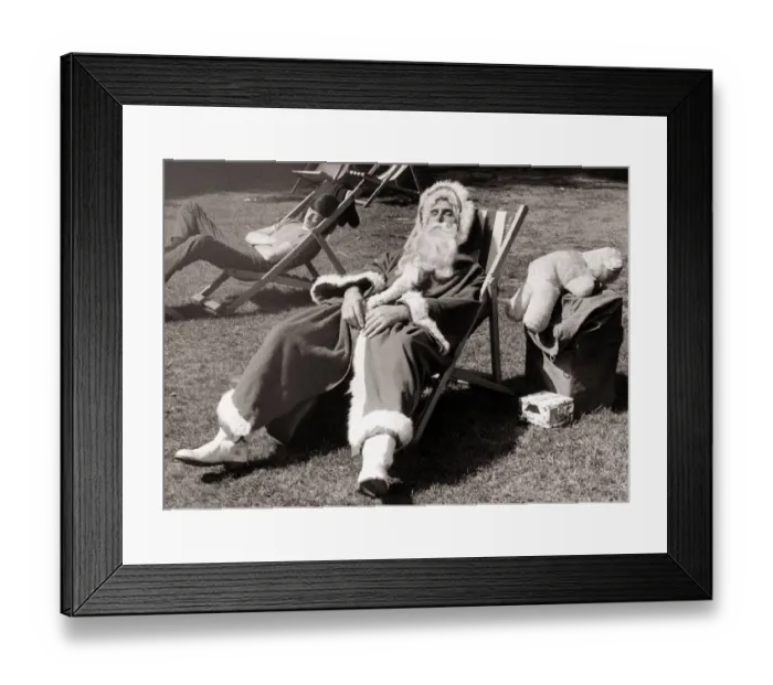 Framed Print : Father Christmas August 1970 Chralie Cox Merchandise manager for Sello Tape Limited
