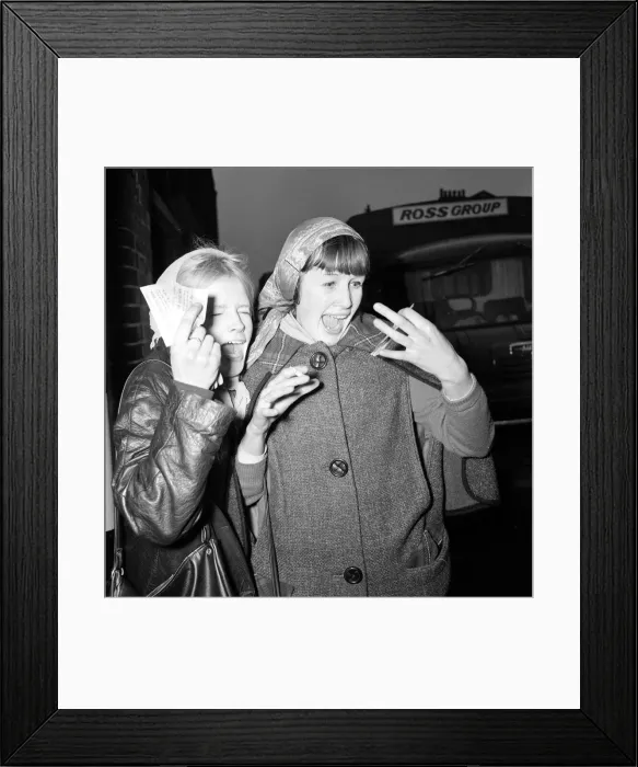 Framed Print : The Beatles November 1963 16 year old Beatles fans Maura Laffan