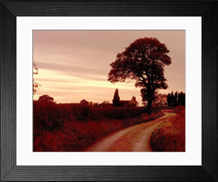 Framed Print : Sunset over the countryside in Kingsbury
