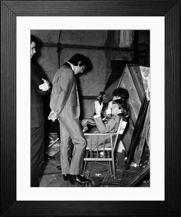 Framed Print : Paul McCartney, George Harrison and Ringo Starr of the Beatles backstage of The Scala Framed Print : Paul McCartney, George Harrison and Ringo Starr of the Beatles backstage of The Scala