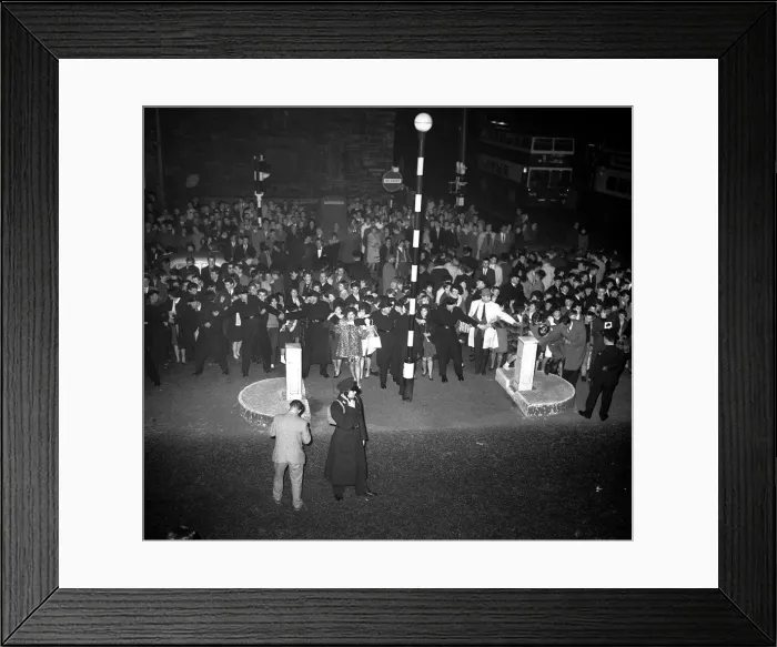 Framed Print : Crowds of fans in the streets of Belfast hahead of the Beatles performance at the Ritz Framed Print : Crowds of fans in the streets of Belfast hahead of the Beatles performance at the Ritz