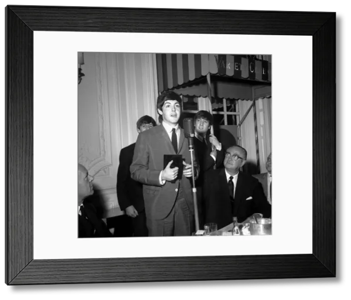 Framed Print : The Beatles September 1963 Paul McCartney of The Beatles making a speach