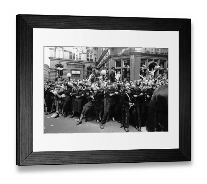 Framed Print : 10 July 1964 Crowds of fans outside the ABC theatre as the Beatles arrive controlled by