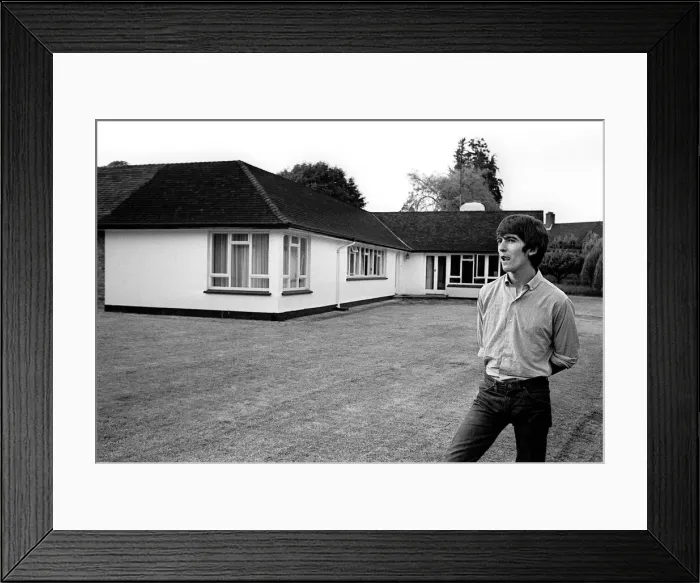 Framed Print : George Harrison at his Ester bungalow in Surrey. July 1964 Framed Print : George Harrison at his Ester bungalow in Surrey. July 1964