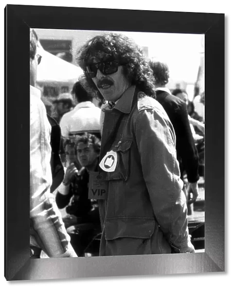 George Harrison at Silverstone watching the British Grand Prix, Silverstone July 1977