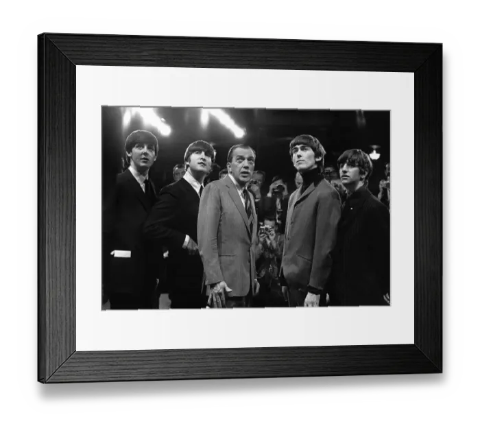 Framed Print : The Beatles with television host Ed Sullivan during their appearance on the Ed Sullivan