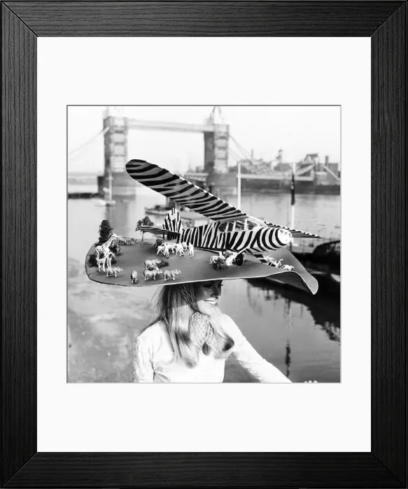 Framed Print : Carole Roddick with aircraft hat at Royal Ascot in June 1970 Design inspired by Framed Print : Carole Roddick with aircraft hat at Royal Ascot in June 1970 Design inspired by