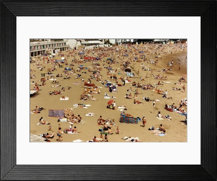 Framed Print : Holiday Beaches people laying on beach May 1992 Framed Print : Holiday Beaches people laying on beach May 1992