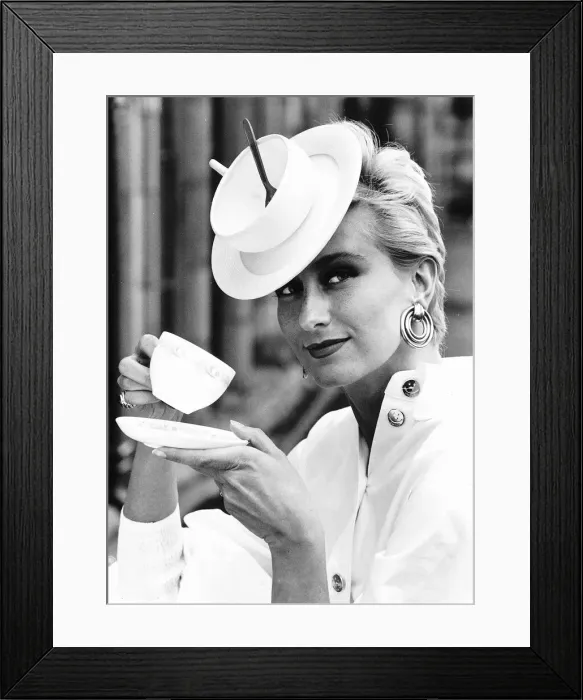 Framed Print : Alendra Montenegro in tea cup hat at Royal Ascot in June 1986